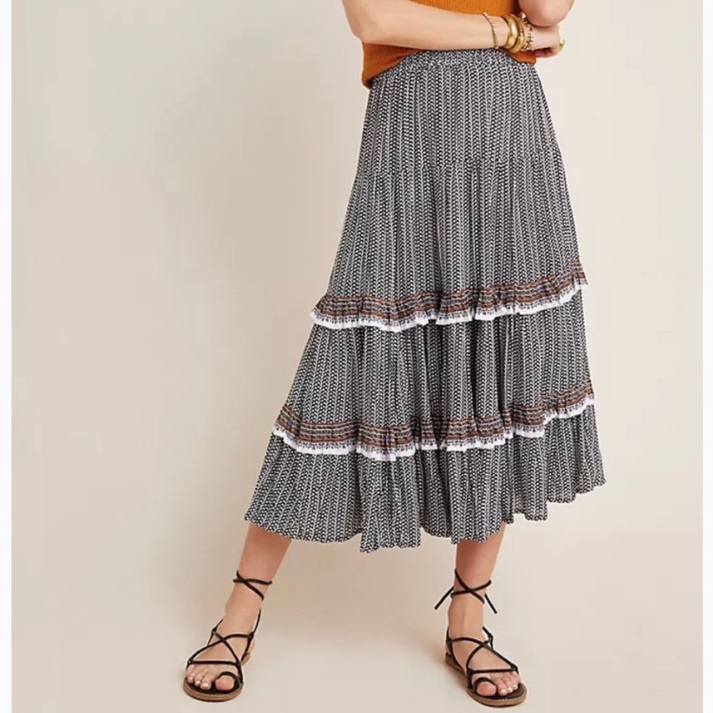 Anthropologie Tiered Midi Skirt - XS